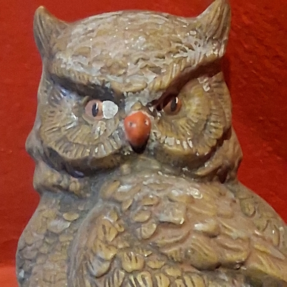 Vintage Great Horned Owl Figurine 12” Byron Mold Ceramic Decor 1970s MCM Retro - Picture 8 of 8